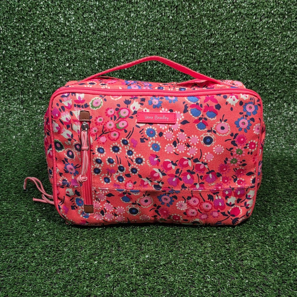 Vera Bradley Lighten Up Large Blush & Brush Cosmetic Case in Coral Floral